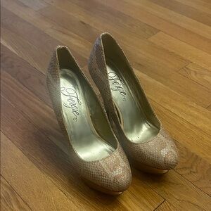 Fergie Textured Tan Heels